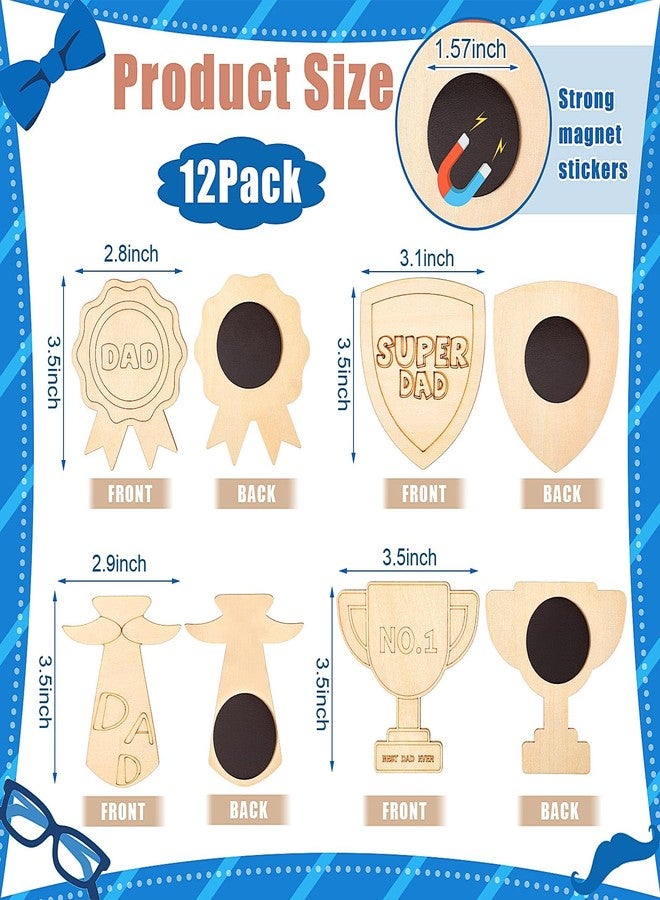 Kingdder 12 Pcs Father's Birthday Trophy Paint Craft Kits Color Your Own Dad Trophy Craft Kits Wood Fridge Magnet Gift Wooden Fun Art Painting Fridge Magnet for Dad Gift Family Party Decor - Image 2